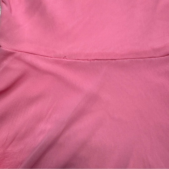 Pink Babydoll Dress Marabou Cuff Feathers Barbiecore Sheer Size Medium - Picture 5 of 8